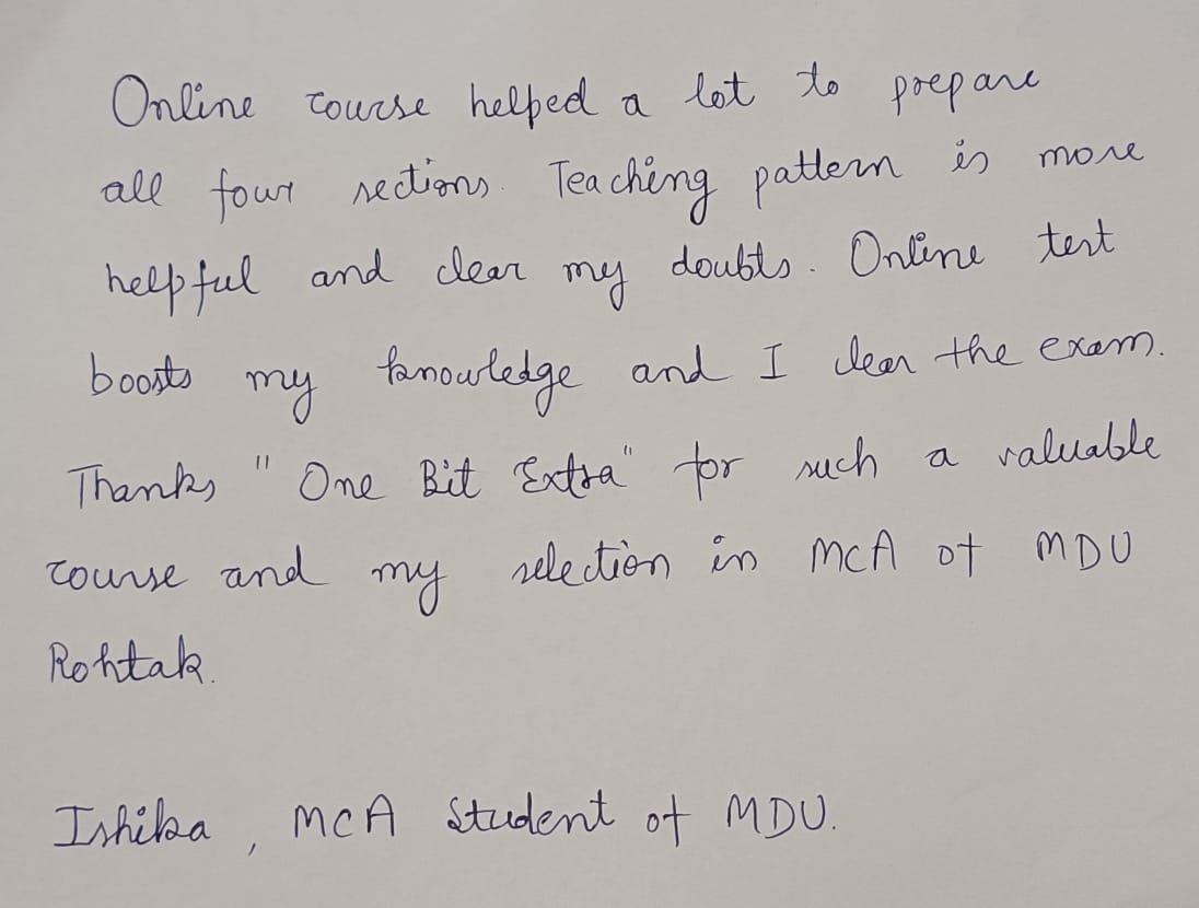 student selected in mdu mca 2025 said